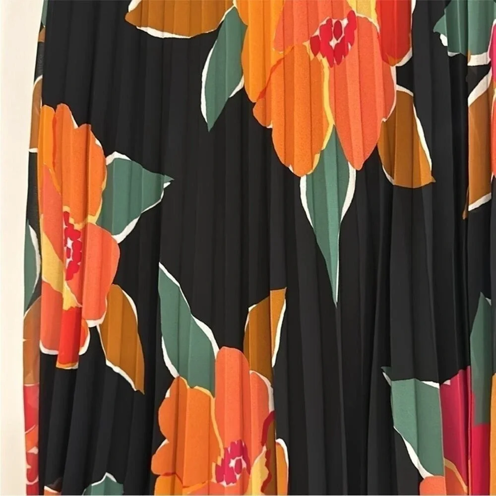 Sezane Floral Pleated Dino Skirt 34 US 2
